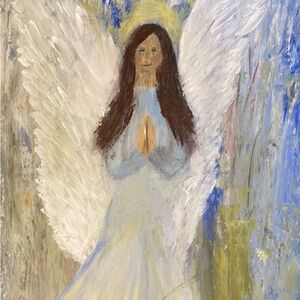 Heavenly Angel Canvas Art in Blue and White